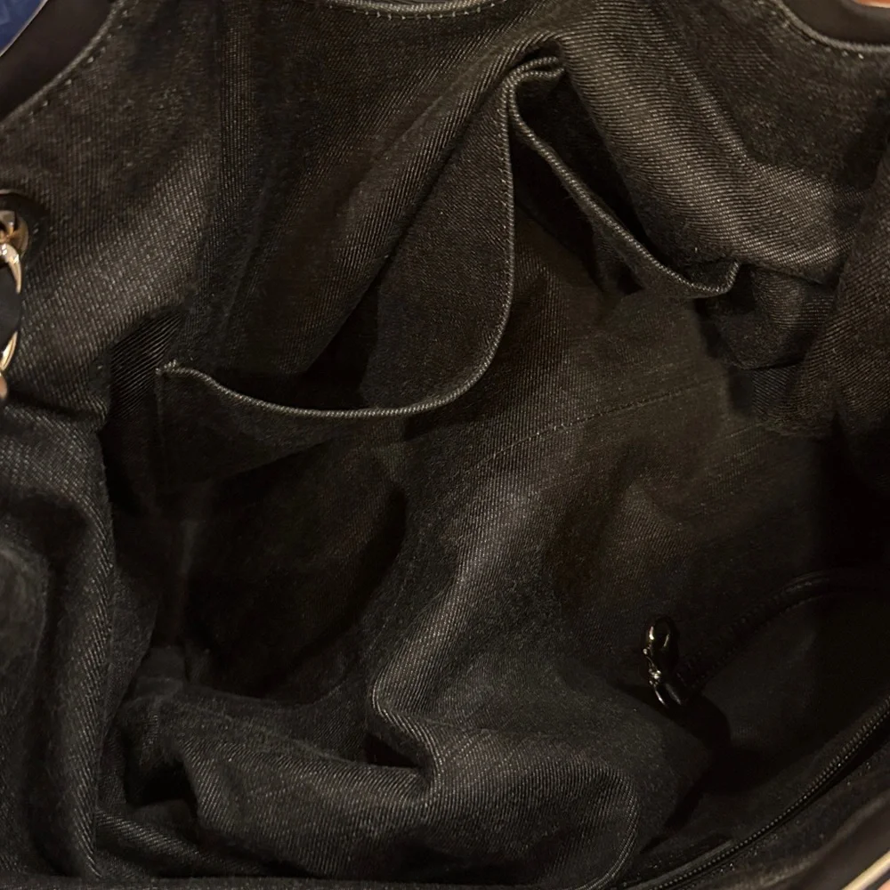 Chanel striped nautical black and white cotton shoulder bag